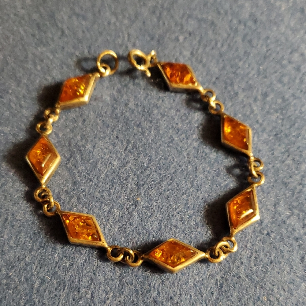 Elegant Silver and Amber Bracelet
